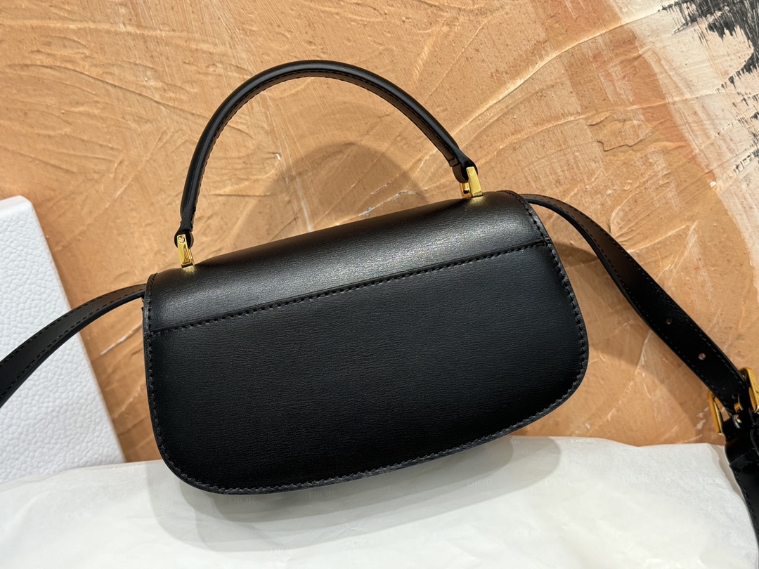 Small 30 Montaigne Avenue Top Handle Bag Black Ribbed Calfskin